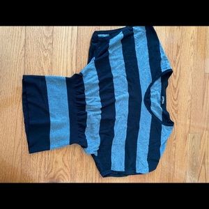 Black and grey striped short sleeve shirt